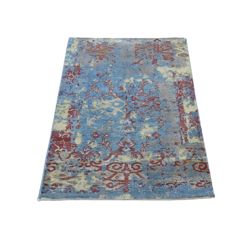 Silk With Textured Wool Broken Design Hand Knotted Oriental Rug Silk With Textured Wool Broken Design Hand Knotted Oriental Rug
