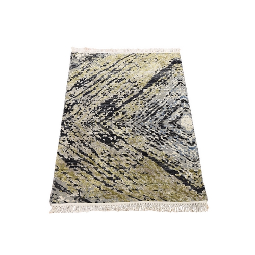 Wood Trunk Design Silk With Textured Wool Hand Knotted Oriental Rug Wood Trunk Design Silk With Textured Wool Hand Knotted Oriental Rug