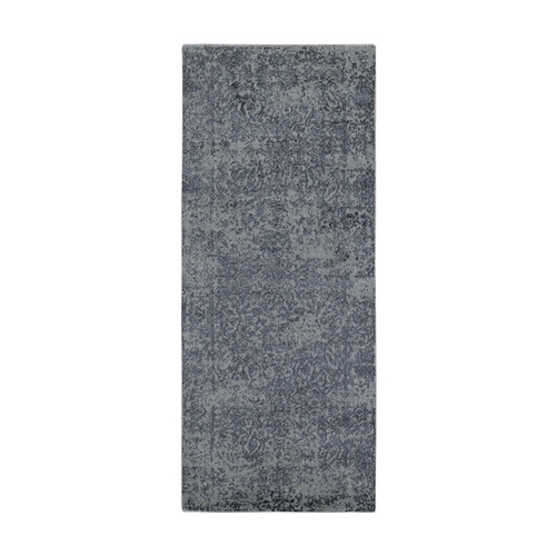 Fine jacquard Hand Loomed Erased Design Wool And Art Silk Runner Oriental Rug Fine jacquard Hand Loomed Erased Design Wool And Art Silk Runner Oriental Rug