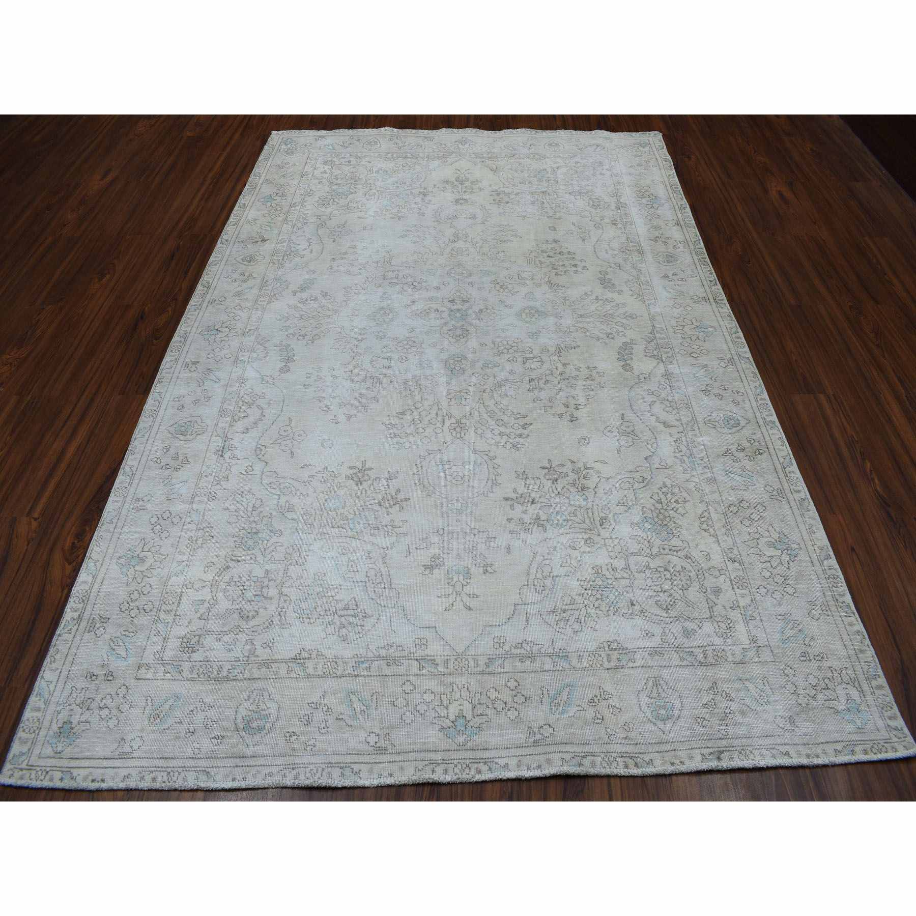 White-Wash-Vintage-Silver-Wash-Hand-Knotted-Rug-253695