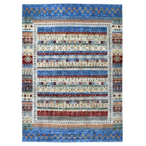 Blue Kashkuli Gabbeh Pictorial Pure wool Hand-knotted Oriental 