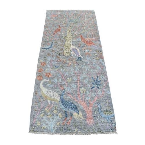 Birds of Paradise Peshawar Pure Wool Hand Knotted Runner Oriental Rug Birds of Paradise Peshawar Pure Wool Hand Knotted Runner Oriental Rug
