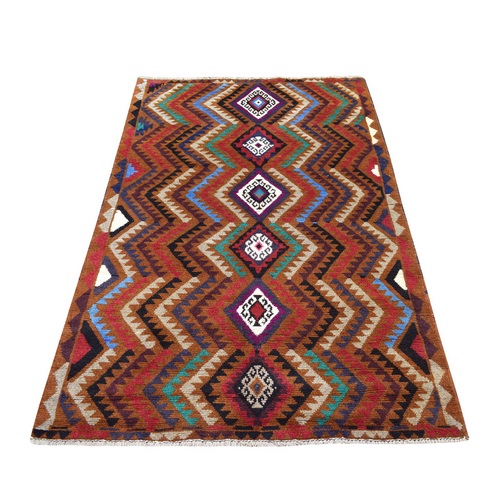 Brown Natural Dyes Geometric Design Colorful Afghan Baluch Hand Knotted 100% Wool Oriental 