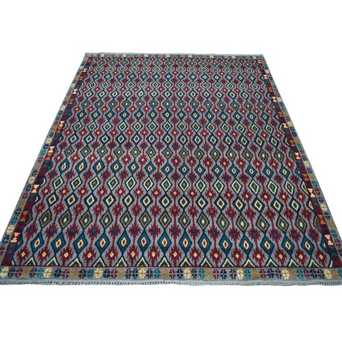 Gray Tribal Design Colorful Afghan Baluch Hand Knotted Pure Wool Oriental 