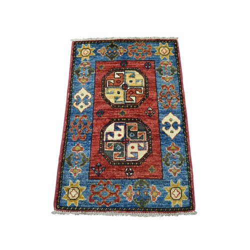 Red Tekke Design Hand Knotted Afghan Ersari Pure Wool Oriental Rug 