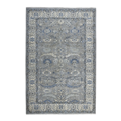 Gray Peshawar With Ziegler Mahal Design Silver Wash Hand Knotted Oriental Rug Gray Peshawar With Ziegler Mahal Design Silver Wash Hand Knotted Oriental Rug