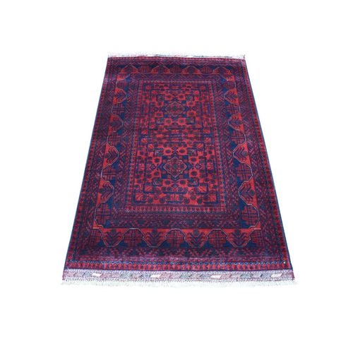 Red Afghan Khamyab Natural Dyes Denser Weave with Shiny Wool Hand Knotted Oriental 