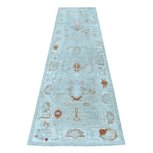 Cream Color Hand Knotted Angora Oushak With Soft And Vibrant Wool Oriental Runner 