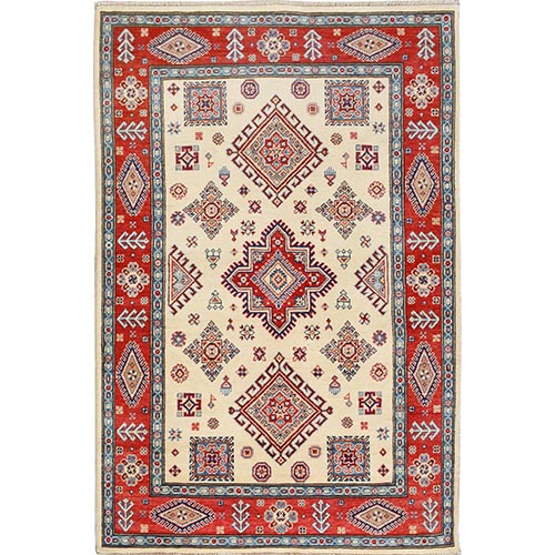 Ivory Special kazak Tribal Design Pure wool Hand Knotted Oriental 