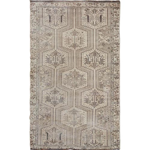 Earth Tone Colors Vintage And Worn Down Persian Shiraz Distressed Hand Knotted Oriental 