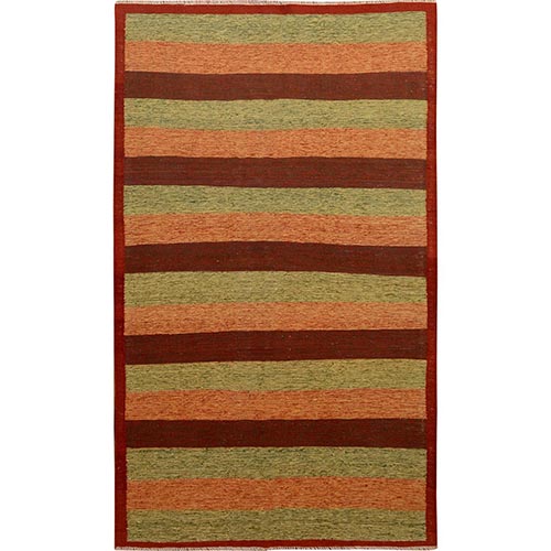 Colorful Afghan Reversible Kilim Pure Wool Hand Woven Striped Oriental 