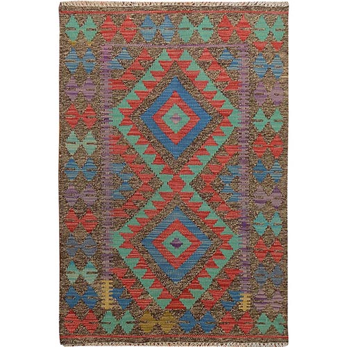 Colorful Reversible Vegetable Dyes Afghan Kilim Pure Wool Hand Woven Oriental 
