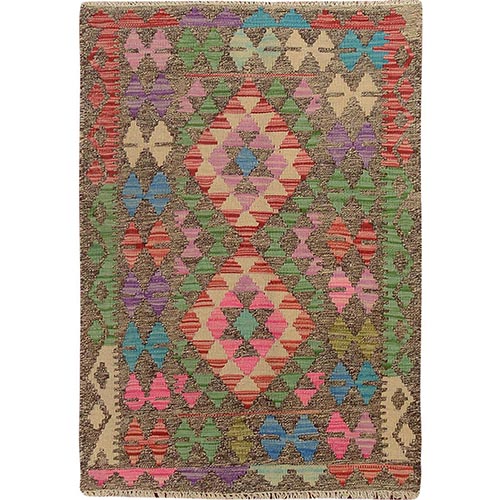 Colorful Vegetable Dyes Afghan Reversible Kilim Pure Wool Hand Woven Oriental 