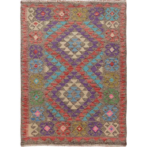 Colorful Reversible Geometric Design Afghan Kilim Flat Weave Pure Wool Hand Woven Oriental 