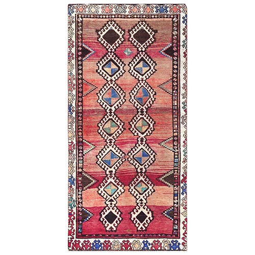Bohemian Red Persian Shiraz Hand Knotted Organic Wool Clean Old Distressed Gallery Size Runner Oriental 