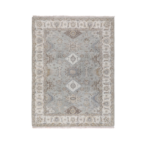 Gray Karajeh Design Pure Wool Hand Knotted Oriental Rug