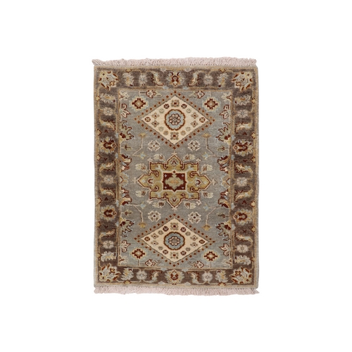 Gray Karajeh Design Pure Wool Hand Knotted Oriental Rug Gray Karajeh Design Pure Wool Hand Knotted Oriental Rug