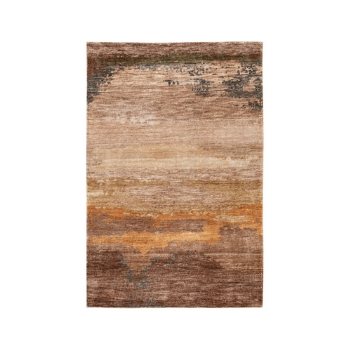 Earth Tone Colors Abstract Design Wool And Silk Hand Knotted Modern Oriental Rug