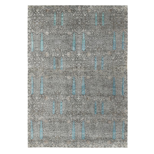 Oversized Cypress Tree Design Silk with Textured Wool Hand Knotted Oriental Rug