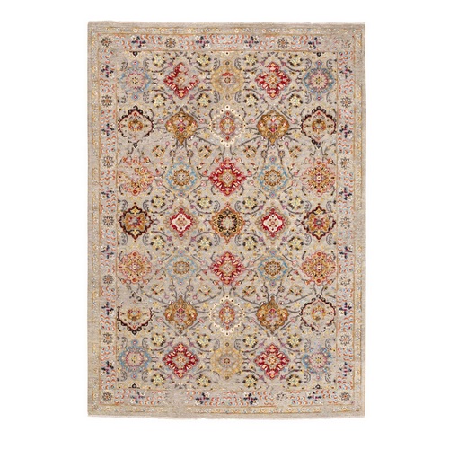 THE SUNSET ROSETTES Wool And Pure Silk Hand Knotted Oriental Rug