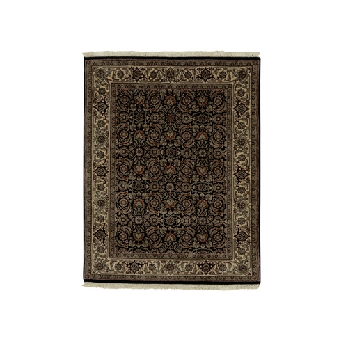 Black Herati Fish Design 250 KPSI Dense Weave Hand Knotted Wool and Silk Oriental Rug Black Herati Fish Design 250 KPSI Dense Weave Hand Knotted Wool and Silk Oriental Rug