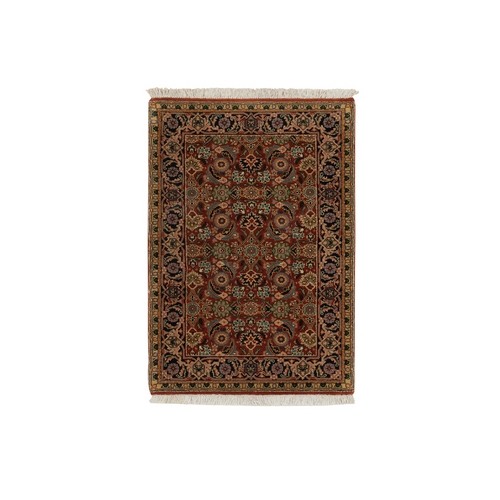 Red Dense Weave Herati Fish Design 250 KPSI Wool and Silk Hand Knotted Oriental Rug Red Dense Weave Herati Fish Design 250 KPSI Wool and Silk Hand Knotted Oriental Rug