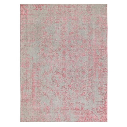 Pink Wool and Art Silk All Over Design Hand Loomed Jacquard Oriental Rug