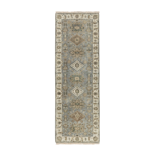 Gray Karajeh Design Pure Wool Hand Knotted Runner Oriental Rug Gray Karajeh Design Pure Wool Hand Knotted Runner Oriental Rug