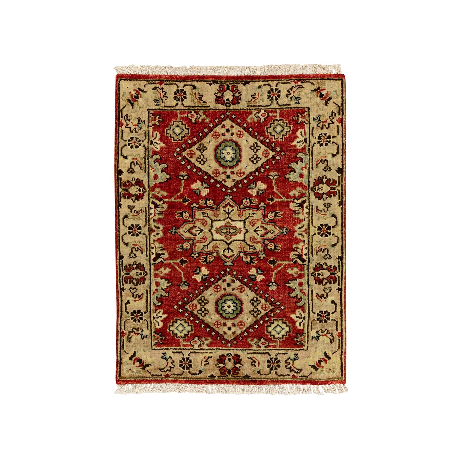 Red Karajeh Design Pure Wool Hand Knotted Oriental Rug Red Karajeh Design Pure Wool Hand Knotted Oriental Rug