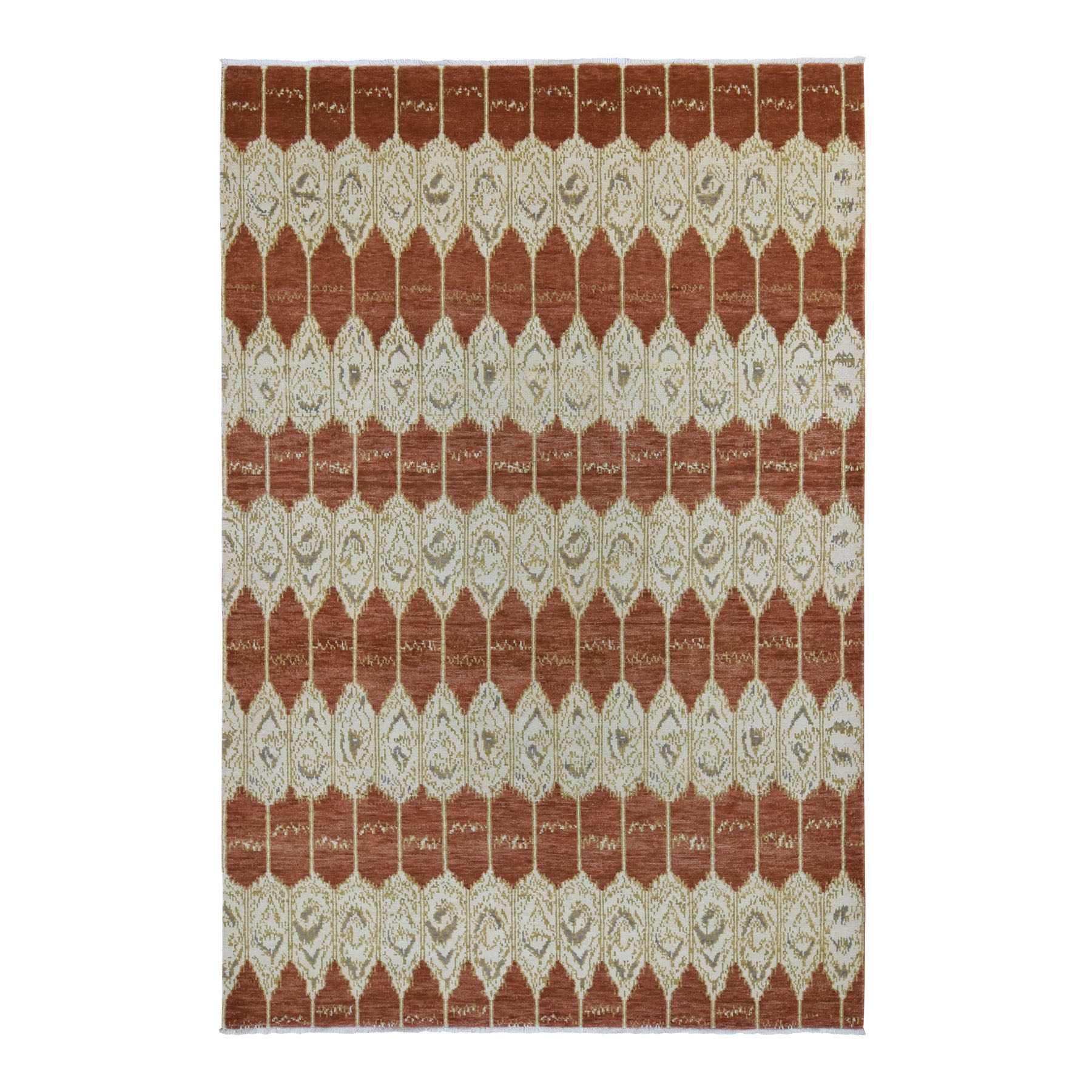 Ikat-And-Suzani-Design-Hand-Knotted-Rug-295550