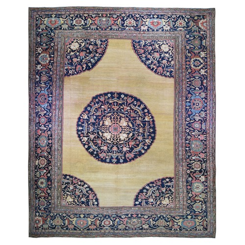 Yellow Oversized Antique Persian Sultanabad, Clean, Even Wear, Hand Knotted Oriental Rug