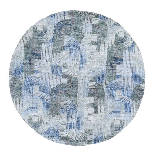 THE INTERTWINED PASSAGE,Round Silk With Textured Wool Hand Knotted Oriental Rug
