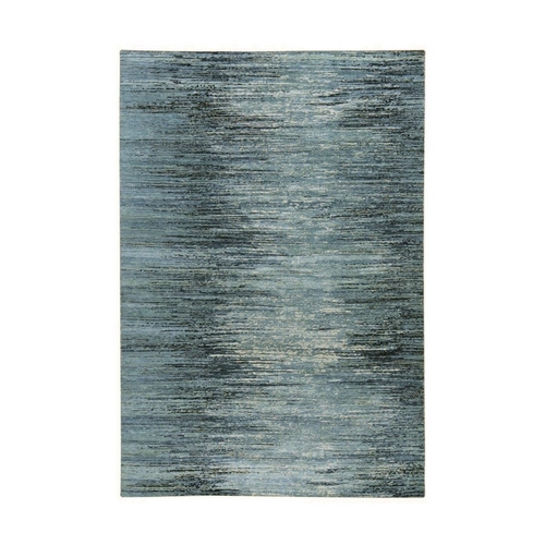 Blue Broken Lines Design Pure Wool Hand Knotted Oriental Rug