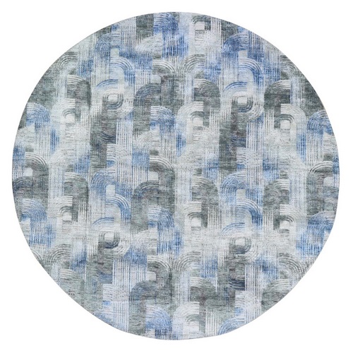 THE INTERTWINED PASSAGE, Round Silk With Textured Wool Hand Knotted Oriental Rug