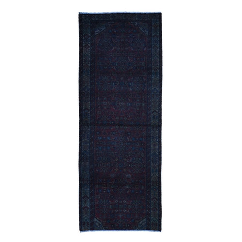Overdyed Persian Malayer Wide Runner Worn Wool Hand Knotted Oriental 