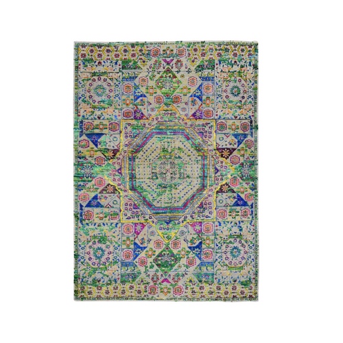 Colorful Sari Silk Mamluk Design Hand Knotted Oriental 