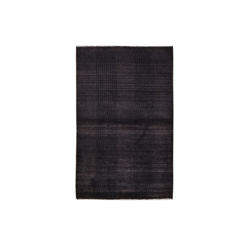 Charcoal Brown Wool and Silk Tone on Tone Nepali Hand Knotted Oriental 