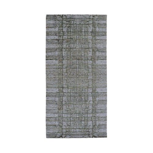 Gray Fine jacquard Hand Loomed Modern Wool and Art Silk Oriental Rug