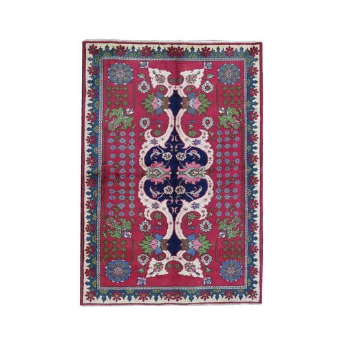 Vintage Persian Tabriz Colorful Flower Design Excellent Condition Pure Wool Hand Knotted Oriental 