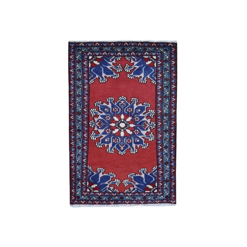 New Persian Hamadan Open Field Red Pure Wool Hand Knotted Oriental 