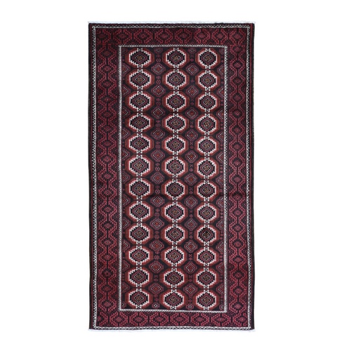 Vintage Persian Large Baluch Pure Wool Runner Geometric Hand Knotted Oriental 