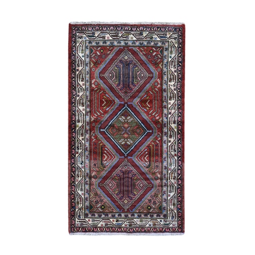 New Persian Malayer with Abrash Geometric Design Pure Wool Hand Knotted Oriental Rug 