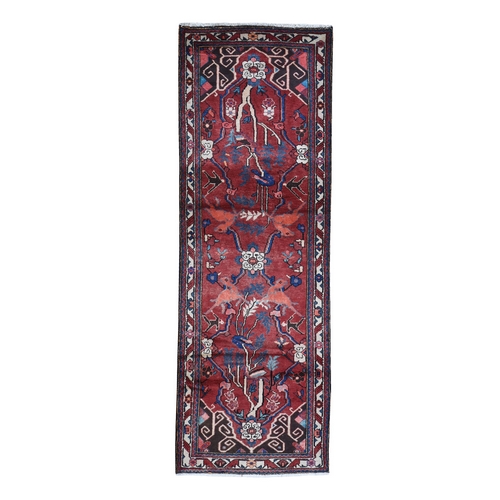 Red Natural Wool New Persian Bakhtiar with Deer Figurines Hand Knotted Runner Oriental 
