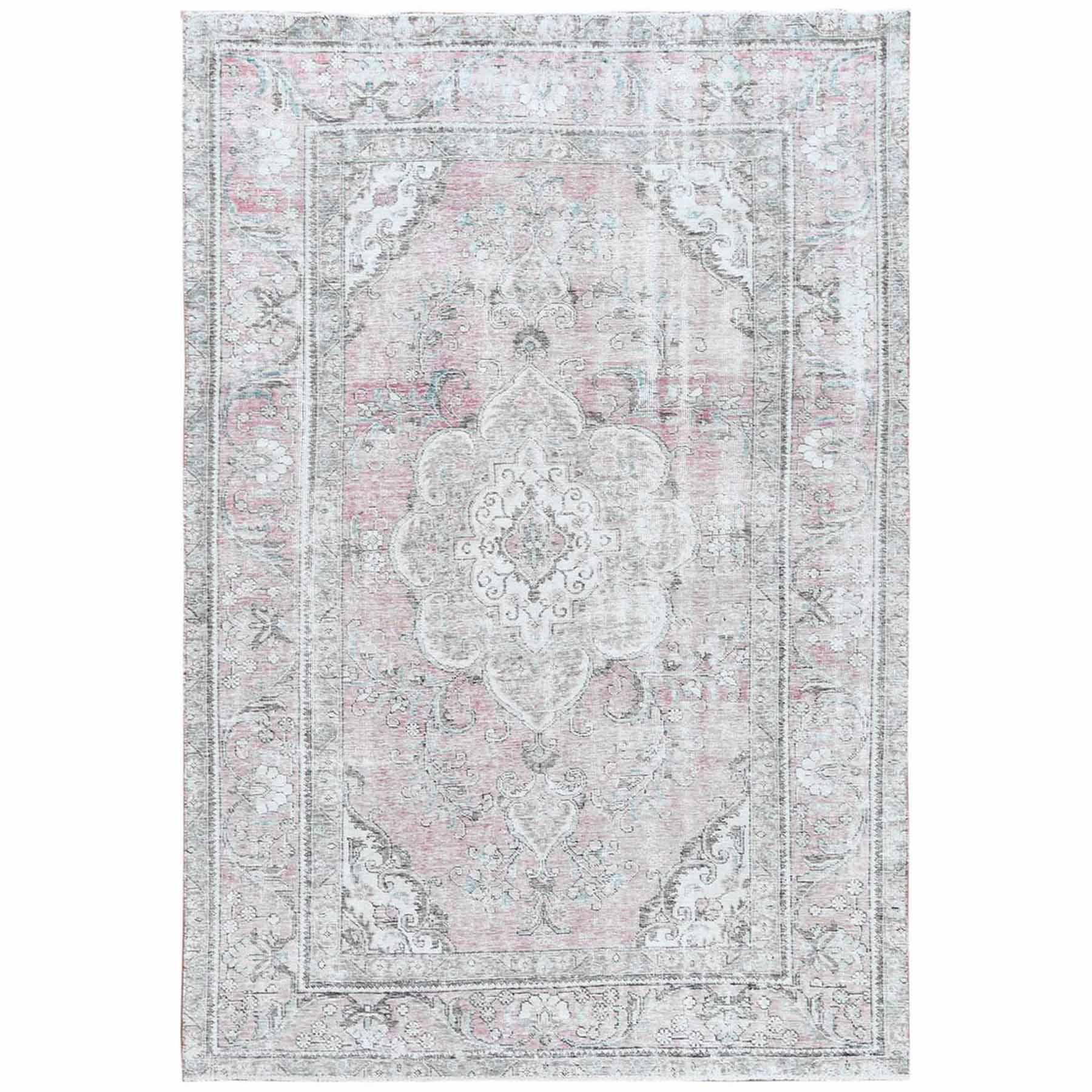 White-Wash-Vintage-Silver-Wash-Hand-Knotted-Rug-300935