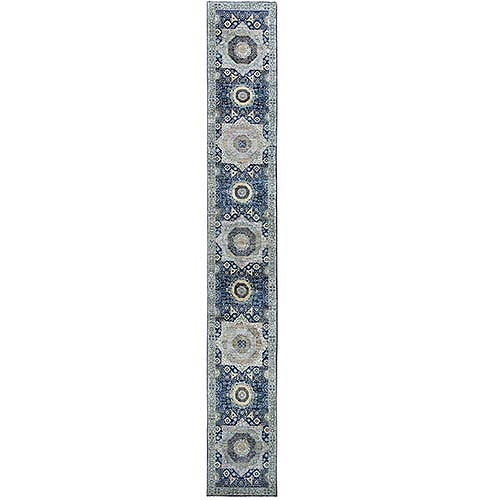 Blue Super Fine Peshawar Mamluk Design With Denser Weave Shiny Wool Even Pile Hand Knotted XL Runner Oriental 