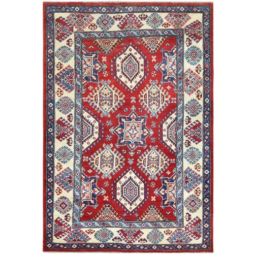 Red Caucasian Design Special Kazak Hand Knotted Natural Wool Oriental 