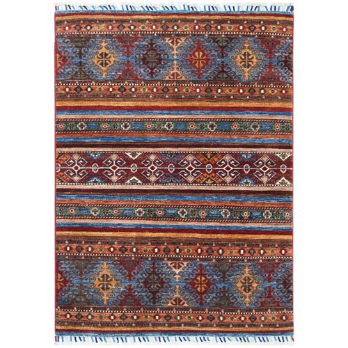 Colorful Super Kazak Khorjin Design With Colorful Tassles Pure Afghan Wool Hand Knotted Ethnic Oriental 