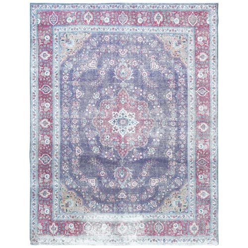 Hand Knotted Semi Antique Purple Persian Tabriz Herbal Wash Natural Wool Clean Low to the Pile Oriental 