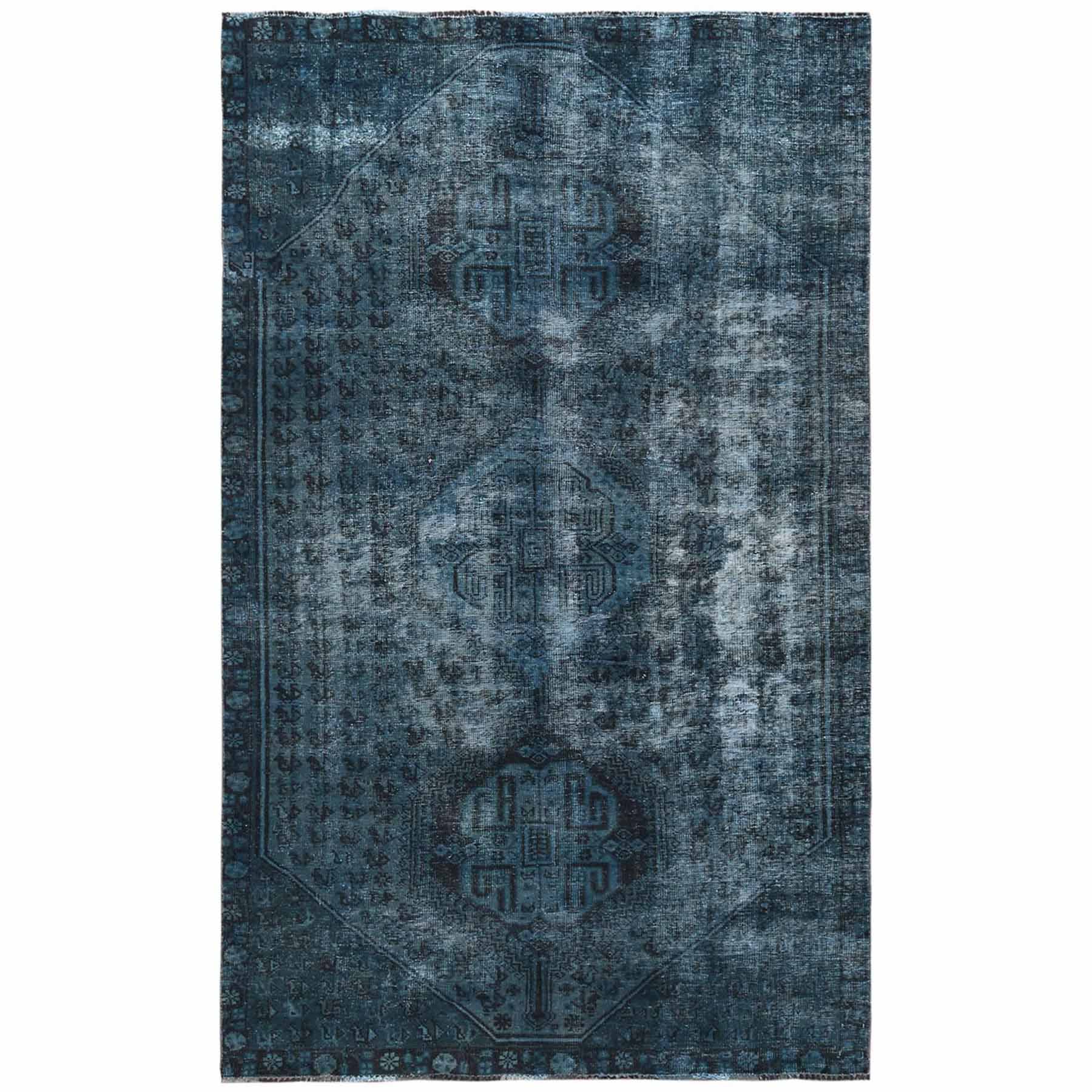 Overdyed-Vintage-Hand-Knotted-Rug-305300