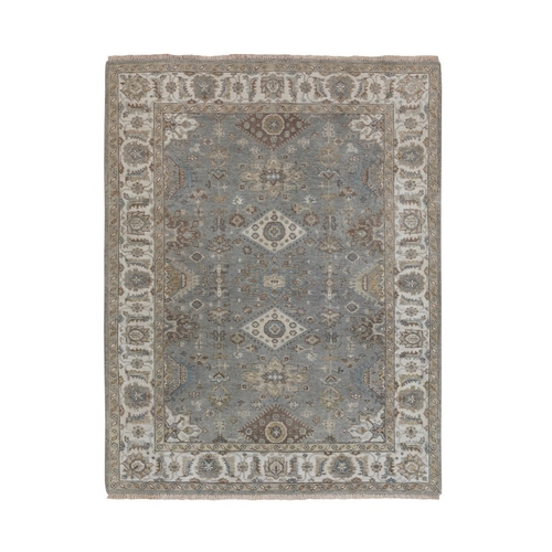 Hand Knotted Gray Karajeh Design Pure Wool Oriental Rug